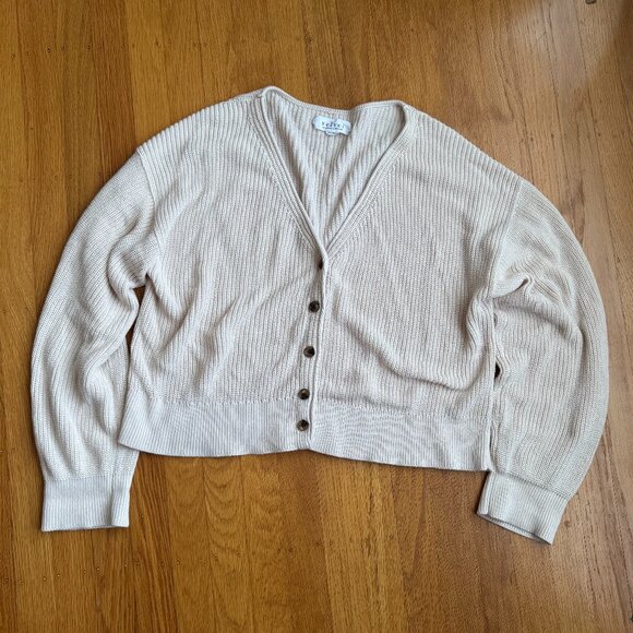 XL Button Cotton Knit Cardigan, Velvet by Graham and Spencer Solange Cardigan - Picture 2 of 9